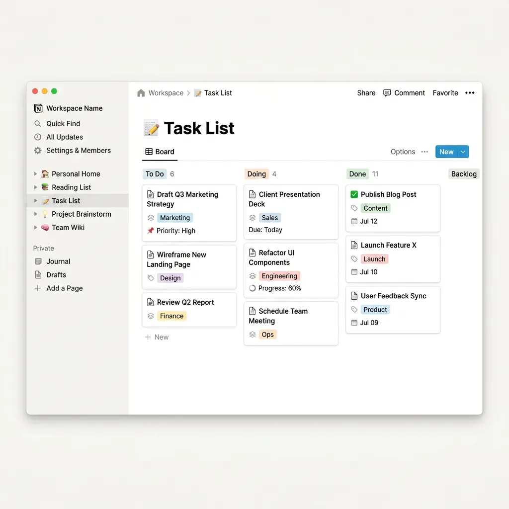 Notion Workspace Dashboard